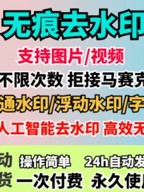 视频去水印软件无痕消除文字AI去除图片字幕水印处理手机电脑神器