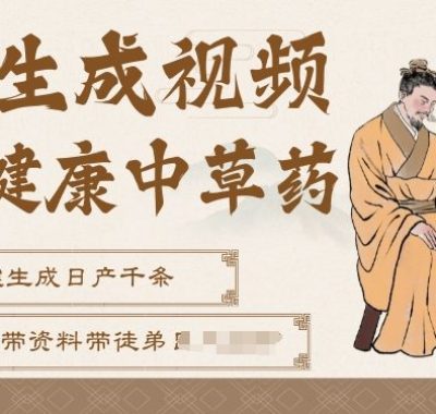 AI一键生成养生中草药视频，无需剪辑直接可发布，可带书带素材带资料带徒弟，流量财富嘎嘎猛
