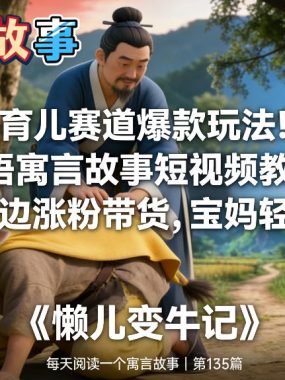 育儿赛道爆款玩法！成语寓言故事短视频教学，边教娃边涨粉带货，宝妈轻松变现！