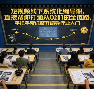 短视频线下系统化编导课，直接帮你打通从0到1的全链路，手把手带你敲开编导行业大门